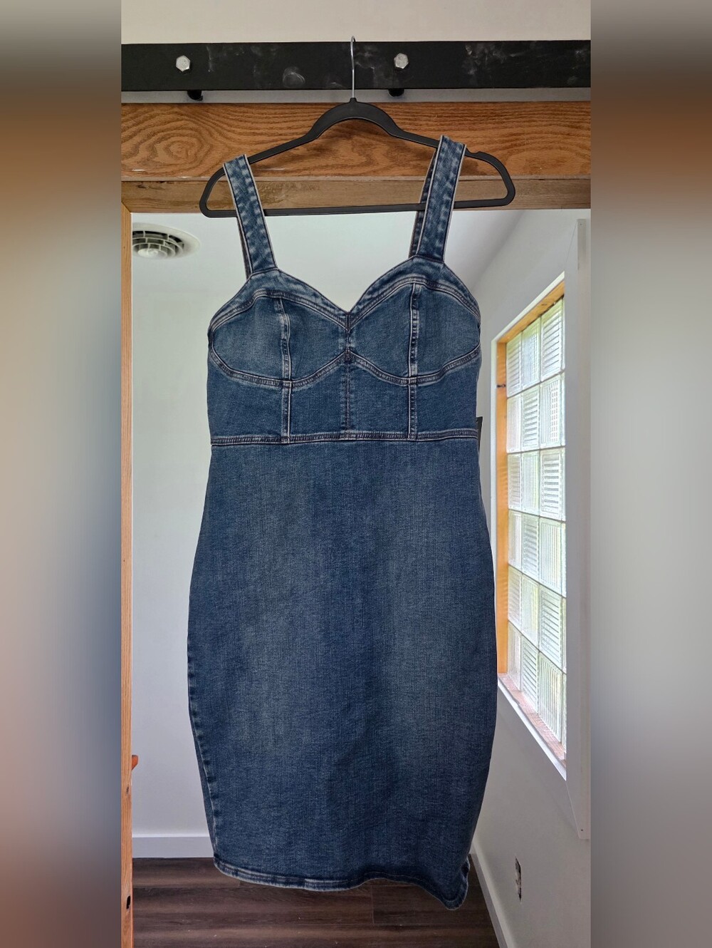 Express Denim Bustier Dress in Dark Blue